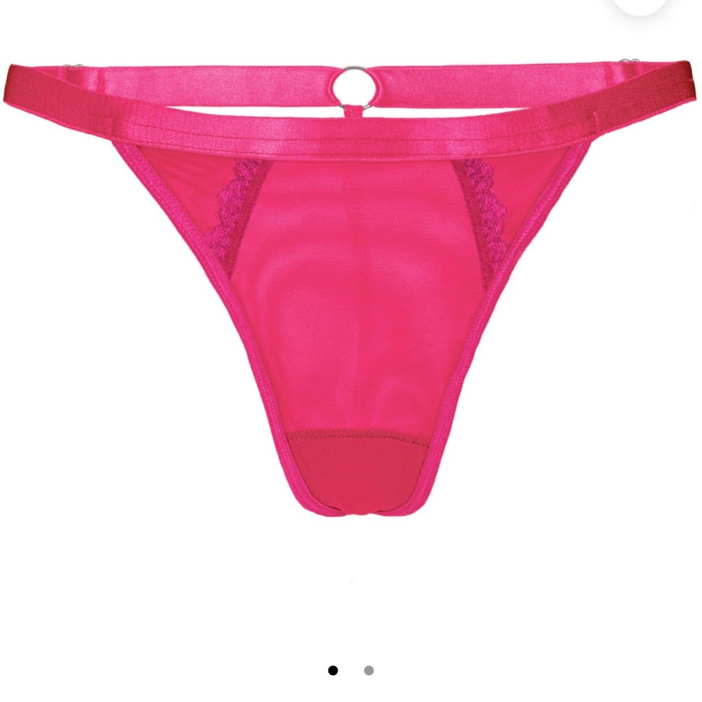 Uye Surana Hot Pink Lace Trim Adjustable Thong L/XL NWOT